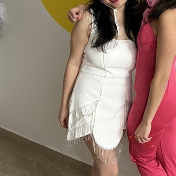 ZEYNEP TOSUN White Shiny Stone Rhinestone Dress, Size US 6 - Picture 9 of 11